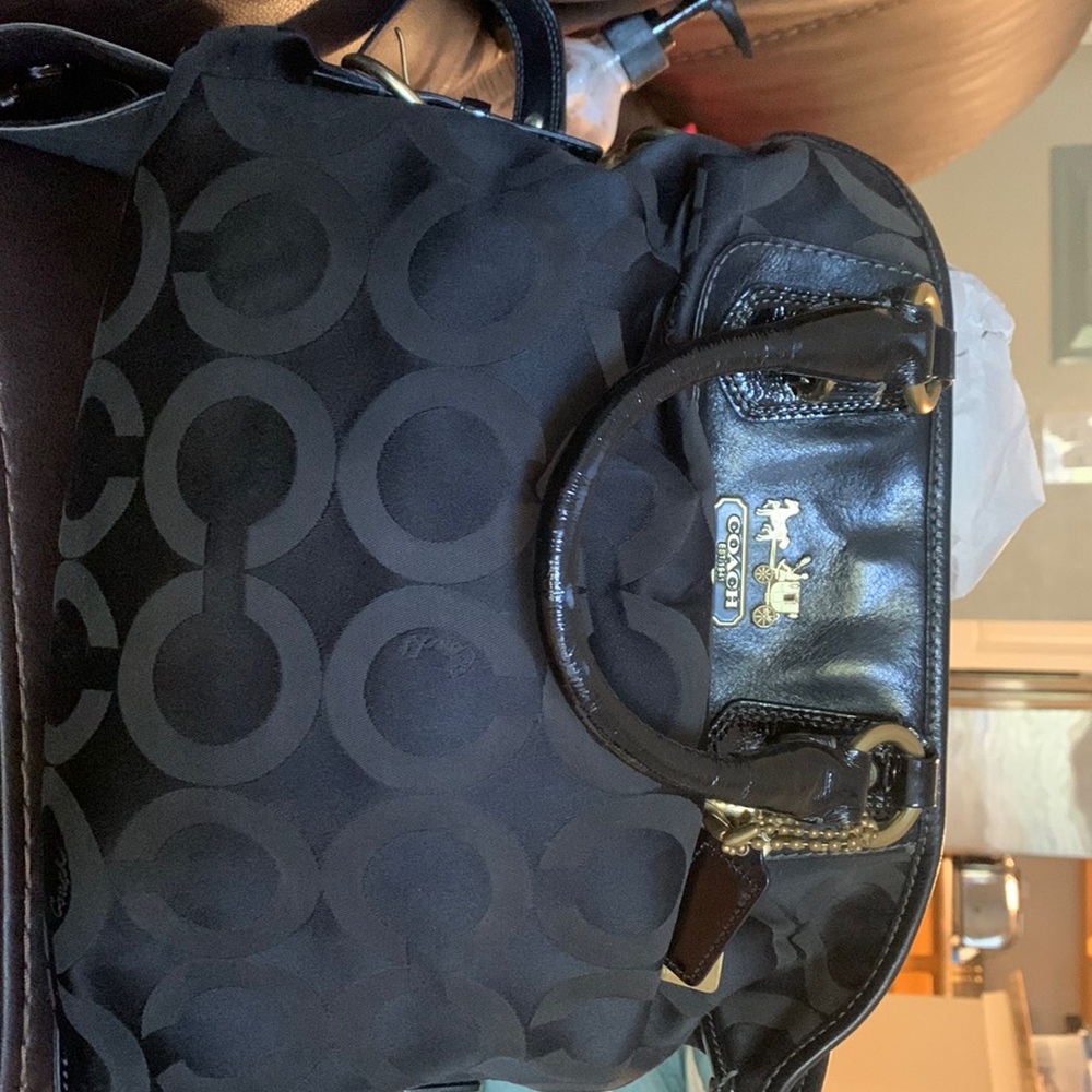 Coach No G0869-12963 black fabric tote purse
